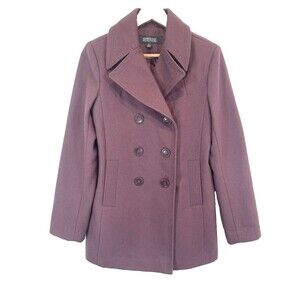 Kenneth Cole Reaction Double Breasted Peacoat Purple Plum Mauve Medium